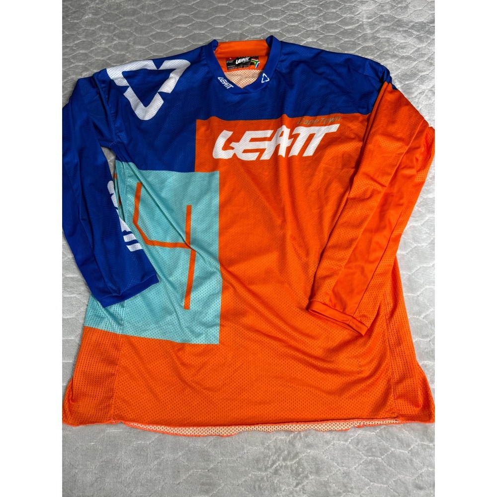 Leatt GPX 4.5 Lite Motocross Jersey Mens Large Orange Blue Y2K Dirt Bike Gear